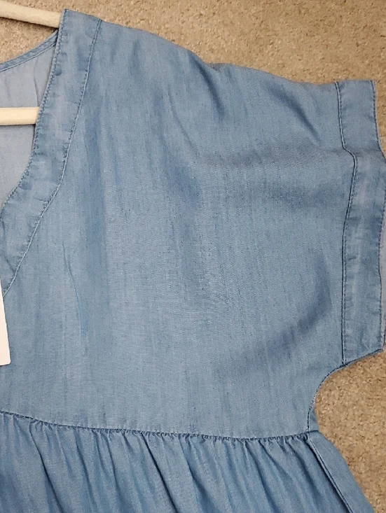 NWT Molly Bracken Denim Light Blue Flared Chambray Mini Dress Sz XL Coquette - Picture 12 of 16